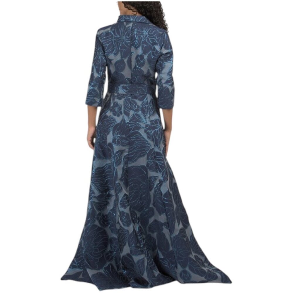 RENE BY RENE RUIZ Three-quarter Sleeve Fil Coupe Shirt Gown With Belt - Picture 2 of 3